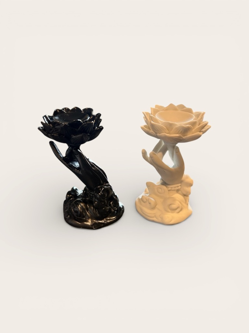 Elegant Black and White Lotus Votive Candle or Sphere  Holders